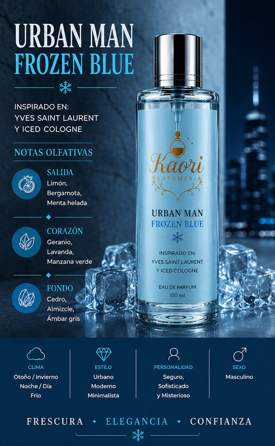 Urban Man Frozen Blue - Kaori Perfumería